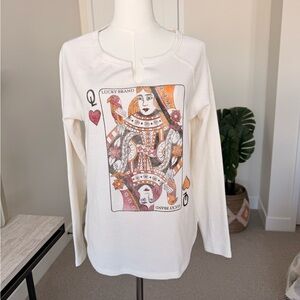 Lucky Brand Ivory Queen of Hearts Graphic Top